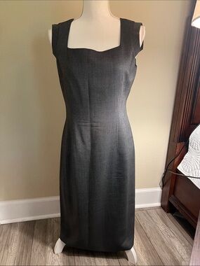 Brooks Brothers Charcoal Gray Sleeveless Midi Sheath Dress